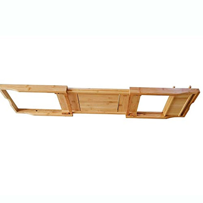 Bath Caddy Tray for Tub, Bamboo Bathtub Tray Caddy 29.5-42.9 inch Expandable with Wine Glass Holder, Book Stand and Phone Slot Luxury Bubble Bath Accessories & Spa Decor Distinctive Gift