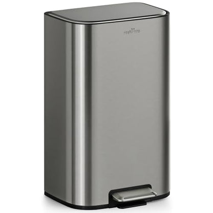 mVm 10.6 Gal Kitchen Trash Can, Step Trash Can with Lid, Smooth Edge Garbage Bin for Home Office (Gray) - color: Gray, size: 10.6Gal