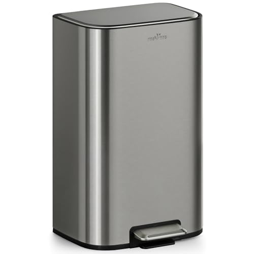 mVm 10.6 Gal Kitchen Trash Can, Step Trash Can with Lid, Smooth Edge Garbage Bin for Home Office (Gray) - color: Gray, size: 10.6Gal