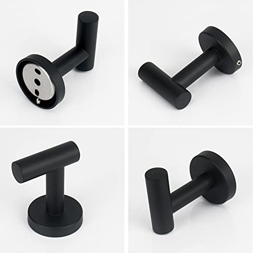 NearMoon Bath Towel Hooks- SUS 304 Stainless Steel Robe Hook Holder, Heavy Duty Coat Hook for Bathroom Livingroom Hotel Kitchen Garage, Wall Mounted (Matte Black, 4 Pack) - color: Matte Black, size: 4 Pack