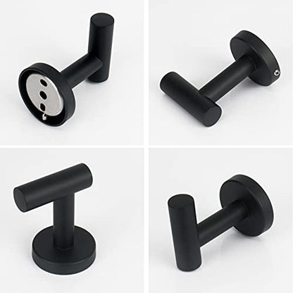 NearMoon Bath Towel Hooks- SUS 304 Stainless Steel Robe Hook Holder, Heavy Duty Coat Hook for Bathroom Livingroom Hotel Kitchen Garage, Wall Mounted (Matte Black, 4 Pack) - color: Matte Black, size: 4 Pack