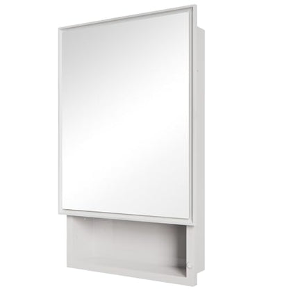 Plastic Medicine Cabinet with Mirror 16x26 inch, Recessed Medicine Cabinet or Surface Wall Mount Bathroom Cabinets with Removable Shelves, White Framed Mirror Cabinet - style: CS5003-1626