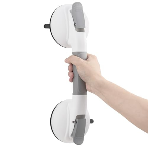 TAILI Shower Grab Bars,Suction Shower Handles,Upgraded,Maximum 330lbs,Grey | Safety for Bathtubs,Toilet,Elderly&Seniors,Bathroom Grip Bar Heavy Duty Handrails,No Drilling Removable Waterproof,14.9" - color: Gray, size: 1 Pack