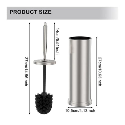 Stainless Steel Toilet Bowl Brush and Holder Set Scrubber Nickel | Weighted Stable Base Removable Inner Tube Toilet Bowl Brush Splash-Proof Design for Deep Cleaning Space Saving Storage - color: Nickel