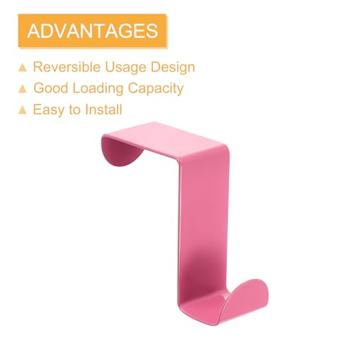 uxcell Over The Door Hooks,2pcs - Stainless Steel Door Hangers Hooks, S-Shaped Double Hooks for Hanging Clothes, Hats, Towels (Pink) - color: Pink