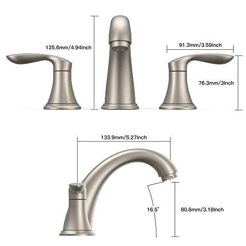 Bathroom Sink Faucet, Faucet for Bathroom Sink, Widespread Brushed Nickel Bathroom Faucet 3 Hole with Plastic Pop Up Drain and cUPC Lead-Free Hose - (Brushed Nickel 2 Packs) - color: Brushed Nickel, size: 8 inch 2 packs