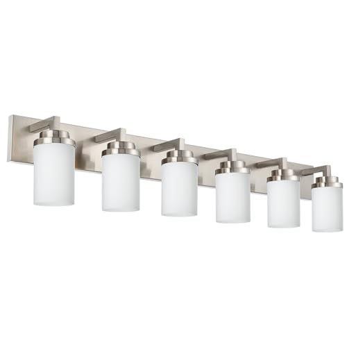 TODOLUZ Vanity Lights 6-Lights Bathroom Lighting Over Mirror, Wall Light Fixture Home Wall Lamp for Dining Room Dress Table, E26 Bulb Base - color: Brushed Nickel, size: 6-Lights