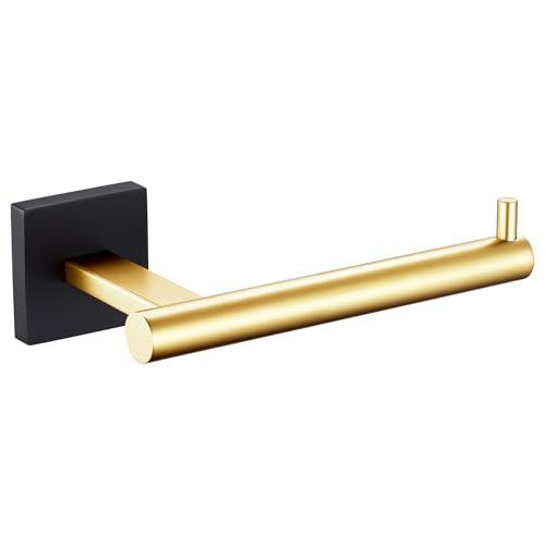 KOKOSIRI Toilet Paper Holder Black with Gold Toilet Roll Holder Hold Mega Rolls Kitchen Bathroom Tissue Paper Dispenser Stainless Steel, B2005GDK - color: Black Gold, size: Horizontal