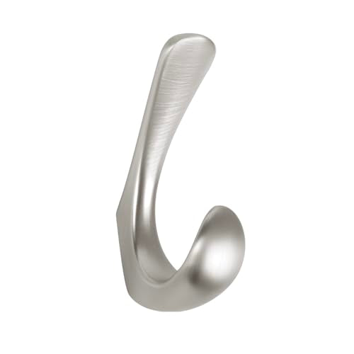 1 Pack Towel Hooks for Bathrooms Wall Mounted, Brushed Nickel Bathroom Hooks for Towels, Robe & Towel Hook for Wall, Modern Bath Towel Hook - color: Brushed Nickel, size: 1 Pack