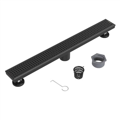 Neodrain 24" Linear Shower Drain, Matte Black 304 SS Bathroom Linear Drain | Black Shower Drain with Quadrato Grate& Adjustable Feet, Long Rectangle Shower Floor Drain in Bathroom, Balcony etc,cUPC - color: Matte Black, size: 24 In