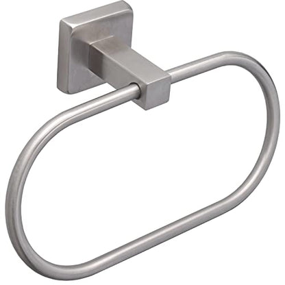 TocTen Towel Ring/Hand Towel Rack - Thicken SUS304 Stainless Steel Bathroom Hand Towel Holder Heavy Duty Unique Oval Hand Towel Hanger Wall Mounted for Bathroom Kitchen Sink (Brushed Nickel) - color: Brushed Nickel, size: 7.88 Inch without Shelf