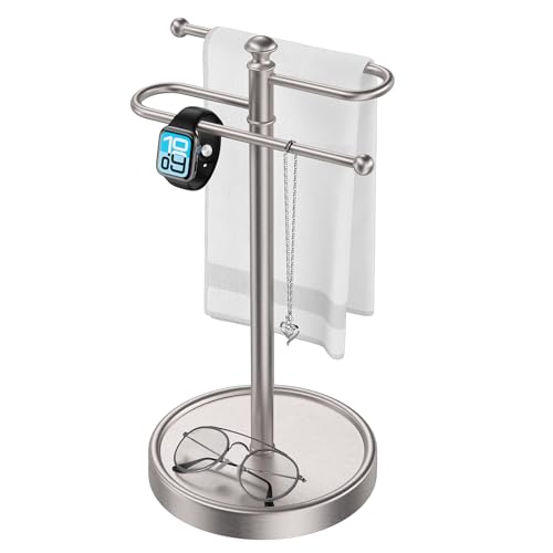 Hand Towel Holder, 304 Stainless Steel Heavy Duty S Shape Hand Towel Stand Free Standing Towel Bar for Bathroom Kitchen Countertop - color: Nickel