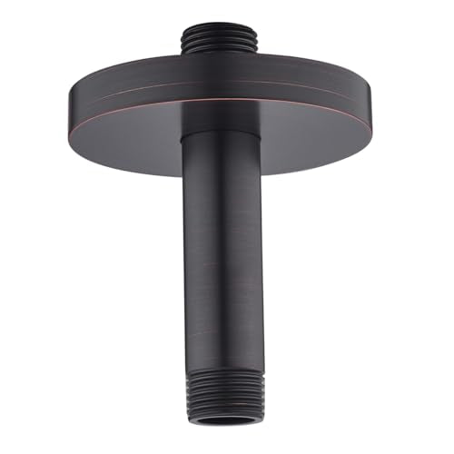 RANDOM Straight Shower Arm with Flange Oil Rubbed Bronze 4 Inches Ceiling Mount Shower Head Extension Arm Ceiling-Mounted For Fixed Shower Head.RD-91038-4-ORB - color: 4″ Oil Rubbed Bronze(Round Flange)