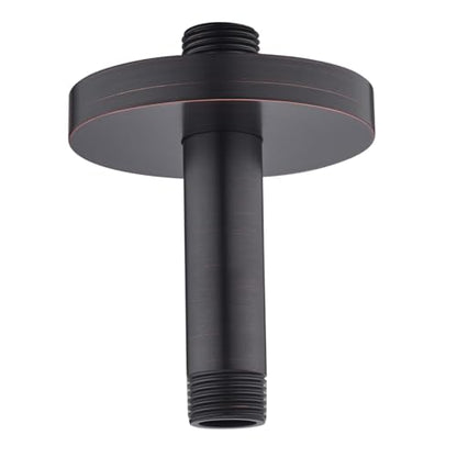RANDOM Straight Shower Arm with Flange Oil Rubbed Bronze 4 Inches Ceiling Mount Shower Head Extension Arm Ceiling-Mounted For Fixed Shower Head.RD-91038-4-ORB - color: 4″ Oil Rubbed Bronze(Round Flange)