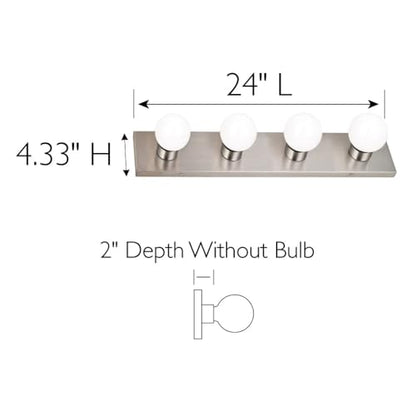 Design House 519298 Contemporary 4-Light Indoor Vanity Light Dimmable for Bathroom Bedroom Vanity Makeup, Satin Nickel - color: Satin Nickel