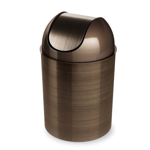 2.5 Gallon Bronze Swing Top Trash Can, Water Rust Dent Resistant