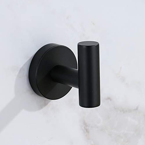 Matte Black Towel Hooks,2 Packs Wall Mount Towel Holder, Wall Robe Hook for Bathroom,Heavy Duty Stainless Steel Hook Hanger for Robe, Bath Towel, Coat(Drilling) - color: Matte Black