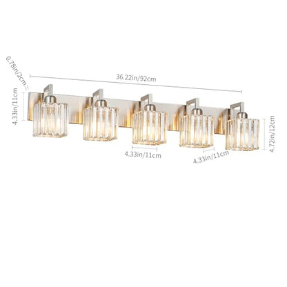 Modern Bathroom Vanity Light 5-Lights Brushed Nickel Vanity Light Crystal Wall Light Bathroom Light Fixtures - color: Nickel Crooked, size: 5-light