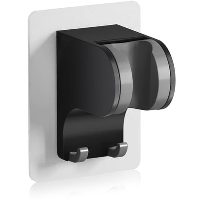 JONKEAN 3m Shower Head Holder Without Drilling Black, 1 Pack | 2 Practical Hooks Design, Angle Adjustable Bracket, Fits G1/2 Shower Hose, Easy to Install No drilling Required - style: Black