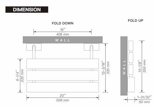 20" Luxury Teak Folding Shower Seat, Sturdy 400lb Capacity, Space-Saving Fold Down/Up Shower Bench Wall Mount, Easy Install, Brushed Nickel Fitting