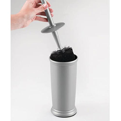 mDesign Hidden Plunger and Brush Set for Toilet Bowl - Modern Toilet Brush and Plunger Set - Brush Cleaner and Plunger Combo with Holder Caddy for Bathroom - Hyde Collection - Set of 2 - Gray - color: Gray