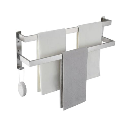 Double Towel Bar Towel Racks for Bathroom, Bath Towel Holders Wall Mount, Stainless Steel Towels Shelves Towel Rail, 2-Tiers (Brushed Nickel, 24 Inches) - color: Brushed Nickel, size: 24 Inches