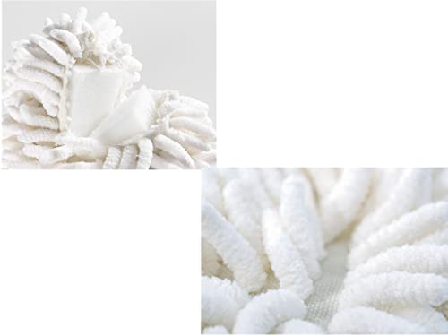 Ivymei 3 Pack Fuzzy Chenille Hand Towels Ball,Hanging Hand Towel with Loop for Kitchen Bathroom,Quick Dry Absorbent Hand Bath Towel(White) - color: White
