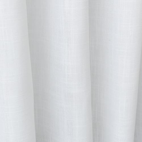 KOUFALL White Waterproof Linen Fabric Shower Curtain 54x72 Inch Length - color: White, size: 54"W x 72"L (Pack of 1)