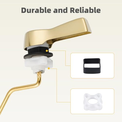 Universal Metal Shiny Gold Toilet Handle Lever Replacement Kits, Side Mount | Solid Brass Toilet Flush Handle Compatible with Kohler/American Standard/ TOTO/Gerber, Stainless Steel Chain, Easy to Install - color: Polished Gold, style: Side Mount Design
