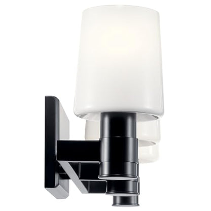 Kichler Adani 3-Light Bathroom Vanity Light, Black | Modern vanity light with opal glass for bathrooms and powder rooms (24" x 8.25"), 55176BK - color: Black, size: 24"