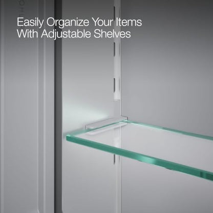 Kohler 55065-NA Embark Slim Two-Door Medicine Cabinet Mirror, Adjustable Shelves with Mirrored Doors, 35 in. W x 26 in. H - size: 35 in. x 26 in., style: Flat Edge