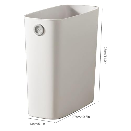 PP 4 Gallon Slim Open Top Trash Can, Plastic Wastebasket with Holding Hole, Space-Saving Garbage Container for Bathroom, Office, Bedroom, Kitchen (White) - color: White