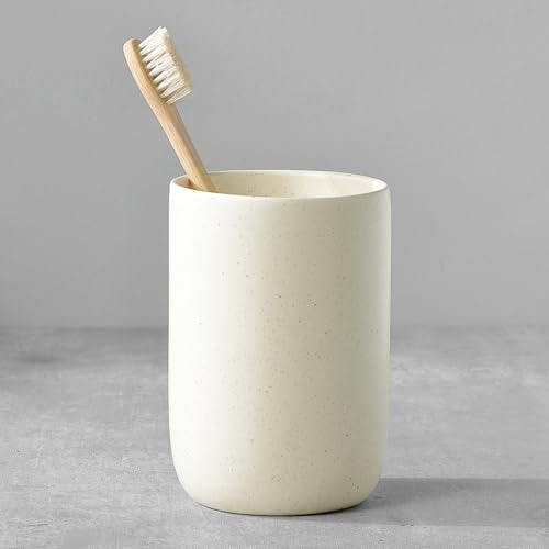 Toothbrush Holder for Bathrooms - 1 Cup Ceramic Toothbrush Toothpaste Holder, Beige Bathroom Tumbler Cup Reusable Toothbrush Mouthwash Cup, Bathroom Counter Organizer - color: Beige, size: 1pcs