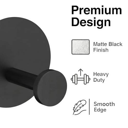 Towel Hooks for Bathroom (4 Pack) Adhesive Towel Hook Shower Hooks for Inside Shower - Sticky Bathroom Wall Hooks for Hanging Towels, Robe, Loofah, Bath Sponge (Style 2 - Black) - color: Style 2 - Black