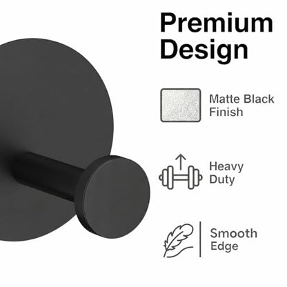 Towel Hooks for Bathroom (4 Pack) Adhesive Towel Hook Shower Hooks for Inside Shower - Sticky Bathroom Wall Hooks for Hanging Towels, Robe, Loofah, Bath Sponge (Style 2 - Black) - color: Style 2 - Black