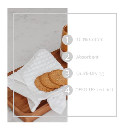 Waffle Washcloths Set, 100% Turkish Cotton (Light Grey) - color: Light Grey, size: Washcloths Set (4 Pieces)