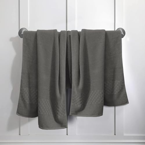 Feather & Stitch 100% Cotton 625 GSM Bath Towel Set of 6, Ultra Soft Highly Absorbent 2 Bath Towels, 2 Hand Towels & 2 Washcloth - Luxury Quick Dry Shower Towels (Dark Grey) - color: Dark Grey