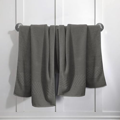 Feather & Stitch 100% Cotton 625 GSM Bath Towel Set of 6, Ultra Soft Highly Absorbent 2 Bath Towels, 2 Hand Towels & 2 Washcloth - Luxury Quick Dry Shower Towels (Dark Grey) - color: Dark Grey