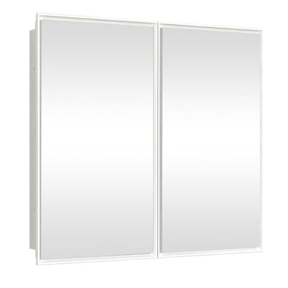 26 x 32 Inch Bathroom Medicine Cabinet with Double Mirror Doors, Recessed or Surface Mount Wall Cabinet for Bathroom, Plastic Frame & Removable Glass Shelves - style: CS5003A-3226