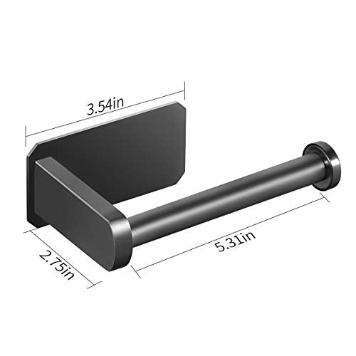 VAEHOLD Self Adhesive Toilet Paper Holder Kitchen Washroom Adhesive Toilet Roll Holder No Drilling for Bathroom Stick on Wall Stainless Steel Brushed Black - size: Simple Black