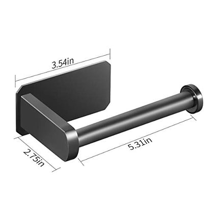VAEHOLD Self Adhesive Toilet Paper Holder Kitchen Washroom Adhesive Toilet Roll Holder No Drilling for Bathroom Stick on Wall Stainless Steel Brushed Black - size: Simple Black
