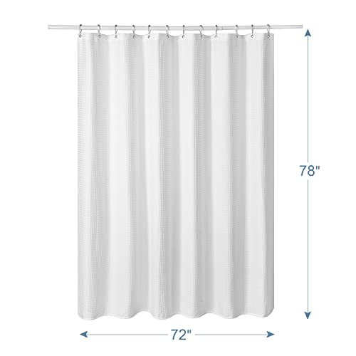 AmazerBath 78 Inch Shower Curtain Fabric, Waffle Shower Curtain 72x78 Inches, Long Shower Curtain White Heavy Duty Hotel Quality Bathroom Shower Curtains - color: White, size: 72"W x 78"L (Pack of 1)