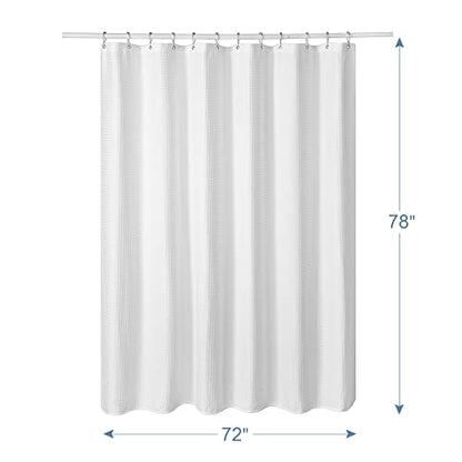 AmazerBath 78 Inch Shower Curtain Fabric, Waffle Shower Curtain 72x78 Inches, Long Shower Curtain White Heavy Duty Hotel Quality Bathroom Shower Curtains - color: White, size: 72"W x 78"L (Pack of 1)