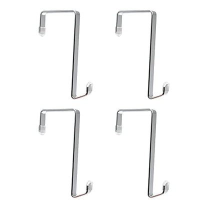Heavy-duty Single Over Door Hooks, Stainless Steel Hanger Organizer for Hanging Bag, Towel, Bath Robe, Shoe Rack, Fit 1-1/2" to 1-3/4", Rubber Protective Head, Great Replacement (Silver, 4 Pack) - size: 4 Pack