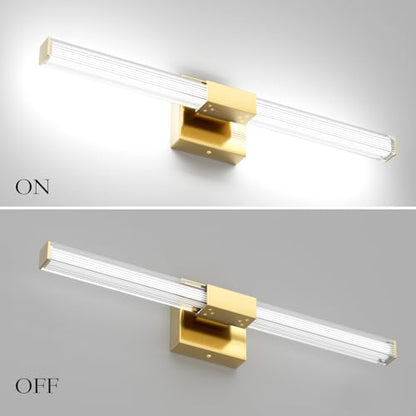 Ralbay 24inch Gold Bathroom Vanity Light Bar 22W Modern LED Vanity Lights Gold Bathroom Wall Mounted Light Fixtures Over Mirror(5500K White Light) - color: Gold, size: 24 inch