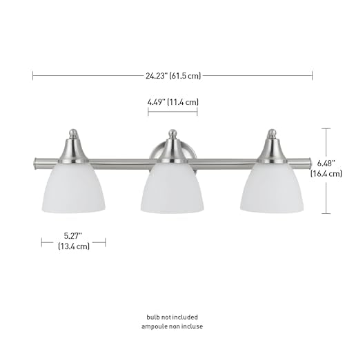 Globe Electric 50700 3-Light Vanity All-in-One Bathroom Set, 5 Piece Brushed Steel Finish, 70, Bulb Not Included - color: Brushed Steel