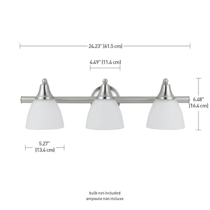 Globe Electric 50700 3-Light Vanity All-in-One Bathroom Set, 5 Piece Brushed Steel Finish, 70, Bulb Not Included - color: Brushed Steel