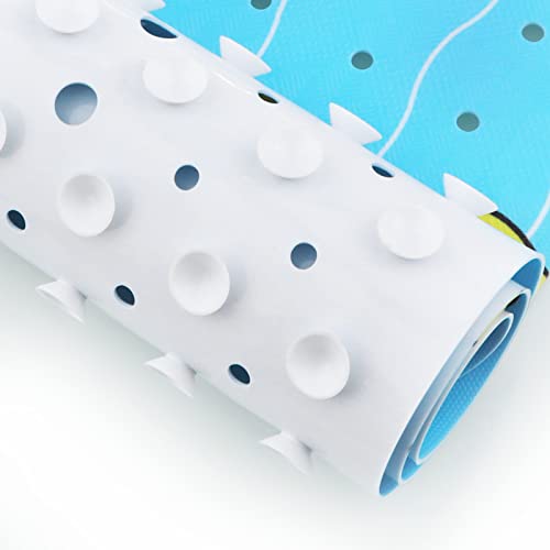 Bath Mat for Tub Non Slip Baby Kids Bathtub Mat Extra Long 40X16 Inch Blue Toddler Shower Mat Anti Slip Tub Mat with Suction Cups & Drain Holes, Machine Washable,Duck - color: Blueducks