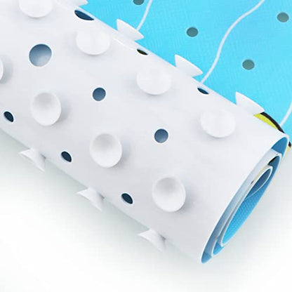 Bath Mat for Tub Non Slip Baby Kids Bathtub Mat Extra Long 40X16 Inch Blue Toddler Shower Mat Anti Slip Tub Mat with Suction Cups & Drain Holes, Machine Washable,Duck - color: Blueducks
