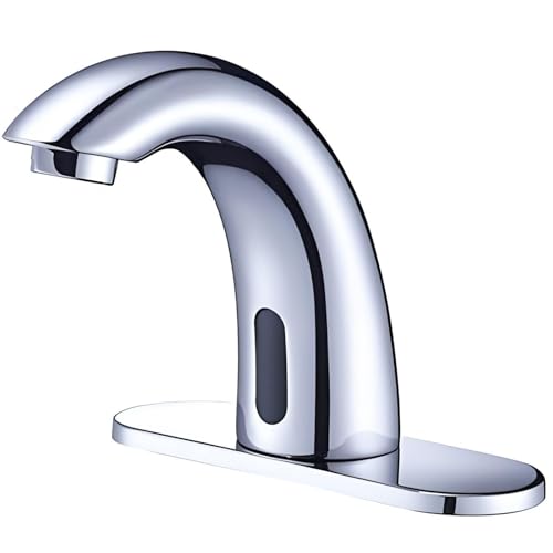 Chrome Touchless Bathroom Sink Faucet - Automatic Sensor Faucet - Dual Power Supply 110V AC or Battery Operated for Commercial - color: Chrome